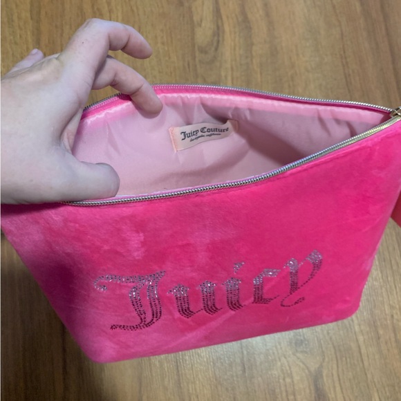 JUICY COUTURE🩷pink & silver diamond travel cosmetic clutch bag NWT & mini bottle - Picture 7 of 12